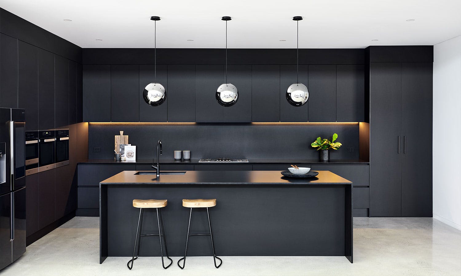 Matte Black Kitchen Cabinets - Custom Ready To Assemble Matte Black Kitchen  Cabinets — Modern Kitchen Pros